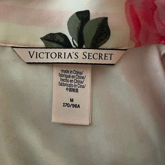 Victoria's Secret Satin Feel Pink Playsuit-romper Floral Striped M Roses Ribbon - Picture 9 of 10